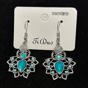 Silver and Turquoise Dangle Earrings